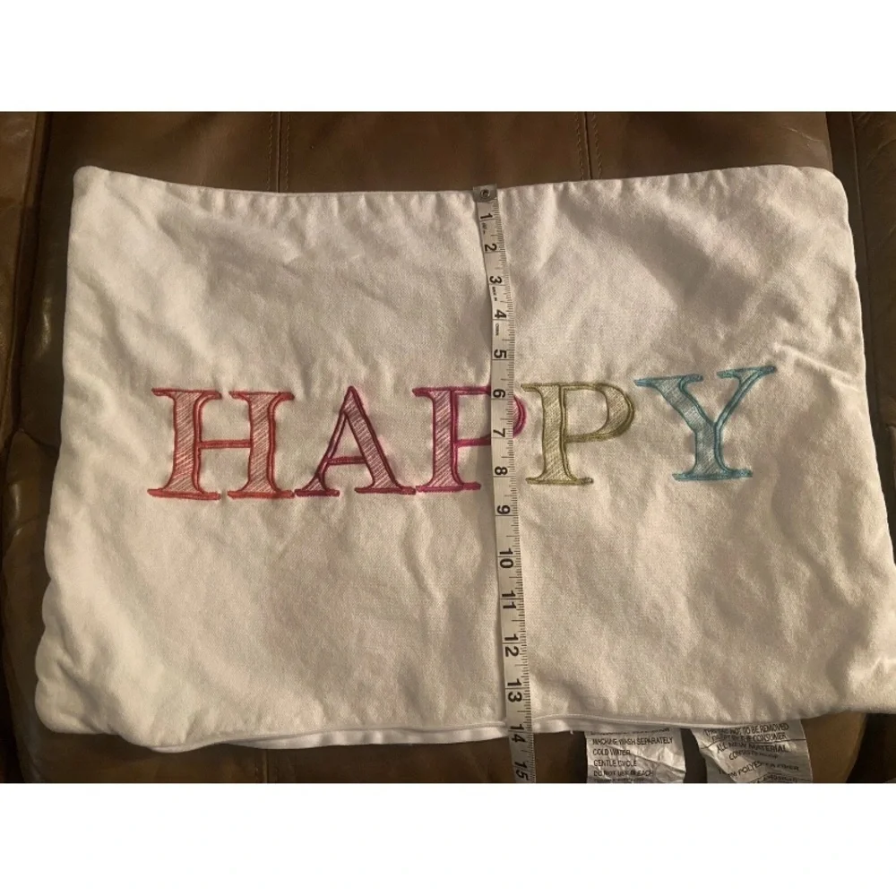 Accent Decorative Pillowcase “Happy” Spell out Fun, Colorful 19 X 14